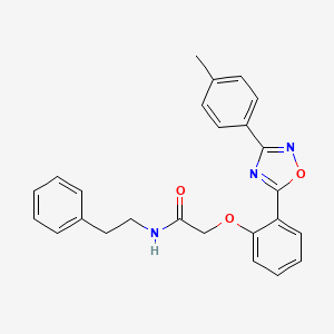 molecular formula C25H23N3O3 B7716283 N-phenethyl-2-(2-(3-(p-tolyl)-1,2,4-oxadiazol-5-yl)phenoxy)acetamide 