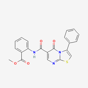 molecular formula C21H15N3O4S B7716321 N-(2H-1,3-benzodioxol-5-yl)-5-oxo-3-phenyl-5H-[1,3]thiazolo[3,2-a]pyrimidine-6-carboxamide 
