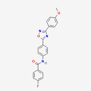 molecular formula C22H16FN3O3 B7716391 4-fluoro-N-(4-(3-(4-methoxyphenyl)-1,2,4-oxadiazol-5-yl)phenyl)benzamide 