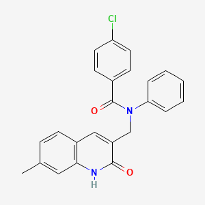 molecular formula C24H19ClN2O2 B7716420 4-chloro-N-((2-hydroxy-7-methylquinolin-3-yl)methyl)-N-phenylbenzamide 