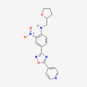 molecular formula C18H17N5O4 B7716421 2-nitro-4-(5-(pyridin-4-yl)-1,2,4-oxadiazol-3-yl)-N-((tetrahydrofuran-2-yl)methyl)aniline 
