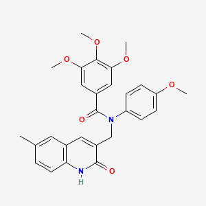 molecular formula C28H28N2O6 B7716424 N-((2-hydroxy-6-methylquinolin-3-yl)methyl)-3,4,5-trimethoxy-N-(4-methoxyphenyl)benzamide 