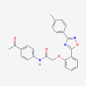 molecular formula C25H21N3O4 B7716430 N-(4-acetylphenyl)-2-(2-(3-(p-tolyl)-1,2,4-oxadiazol-5-yl)phenoxy)acetamide 