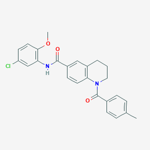 molecular formula C25H23ClN2O3 B7716447 N-cycloheptyl-1-(4-methylbenzoyl)-1,2,3,4-tetrahydroquinoline-6-carboxamide 