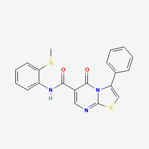 molecular formula C20H15N3O2S2 B7716469 butyl 4-{5-oxo-3-phenyl-5H-[1,3]thiazolo[3,2-a]pyrimidine-6-amido}benzoate 