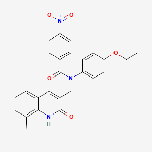 molecular formula C26H23N3O5 B7716472 N-(4-ethoxyphenyl)-N-((2-hydroxy-8-methylquinolin-3-yl)methyl)-4-nitrobenzamide 