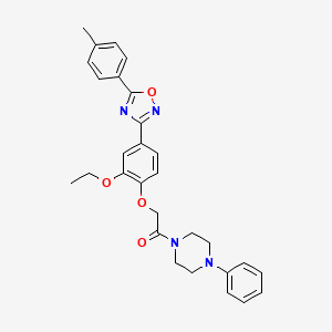 molecular formula C29H30N4O4 B7716474 2-(2-ethoxy-4-(5-(p-tolyl)-1,2,4-oxadiazol-3-yl)phenoxy)-1-(4-phenylpiperazin-1-yl)ethanone 