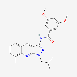 molecular formula C24H26N4O3 B7716479 N-(1-isobutyl-8-methyl-1H-pyrazolo[3,4-b]quinolin-3-yl)-3,5-dimethoxybenzamide 