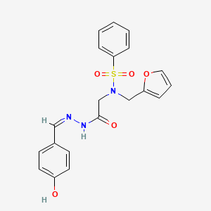molecular formula C20H19N3O5S B7716480 (Z)-N-(furan-2-ylmethyl)-N-(2-(2-(4-hydroxybenzylidene)hydrazinyl)-2-oxoethyl)benzenesulfonamide 