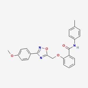 molecular formula C24H21N3O4 B7716482 2-((3-(4-methoxyphenyl)-1,2,4-oxadiazol-5-yl)methoxy)-N-(p-tolyl)benzamide 