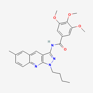 molecular formula C25H28N4O4 B7716493 N-(1-butyl-6-methyl-1H-pyrazolo[3,4-b]quinolin-3-yl)-3,4,5-trimethoxybenzamide 