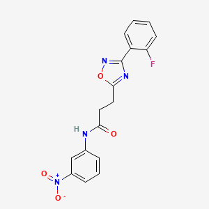 molecular formula C17H13FN4O4 B7716500 3-(3-(2-fluorophenyl)-1,2,4-oxadiazol-5-yl)-N-(3-nitrophenyl)propanamide 