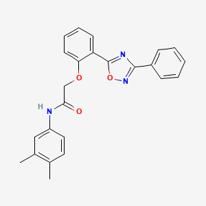 molecular formula C24H21N3O3 B7716506 N-(3,4-dimethylphenyl)-2-(2-(3-phenyl-1,2,4-oxadiazol-5-yl)phenoxy)acetamide 