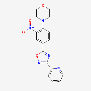 molecular formula C17H15N5O4 B7716516 4-(2-nitro-4-(3-(pyridin-2-yl)-1,2,4-oxadiazol-5-yl)phenyl)morpholine 
