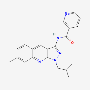 molecular formula C21H21N5O B7716539 N-(1-isobutyl-7-methyl-1H-pyrazolo[3,4-b]quinolin-3-yl)nicotinamide 