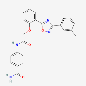 molecular formula C24H20N4O4 B7716557 4-(2-(2-(3-(m-tolyl)-1,2,4-oxadiazol-5-yl)phenoxy)acetamido)benzamide 