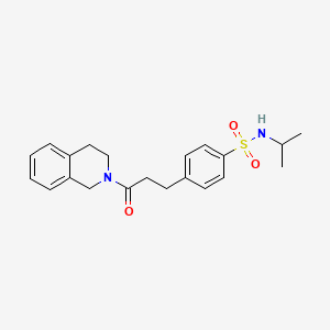 molecular formula C21H26N2O3S B7716588 4-(3-(3,4-dihydroisoquinolin-2(1H)-yl)-3-oxopropyl)-N-isopropylbenzenesulfonamide 