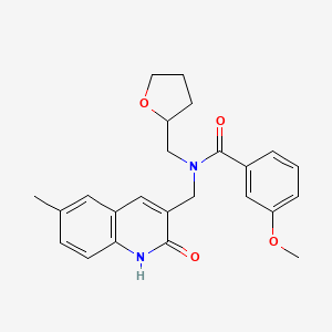 molecular formula C24H26N2O4 B7716598 N-((2-hydroxy-6-methylquinolin-3-yl)methyl)-3-methoxy-N-((tetrahydrofuran-2-yl)methyl)benzamide 