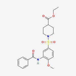 molecular formula C22H26N2O6S B7716609 ethyl 1-((3-benzamido-4-methoxyphenyl)sulfonyl)piperidine-4-carboxylate 