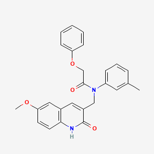 molecular formula C26H24N2O4 B7716612 N-((2-hydroxy-6-methoxyquinolin-3-yl)methyl)-2-phenoxy-N-(m-tolyl)acetamide 