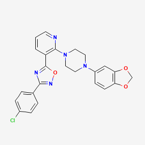 molecular formula C24H20ClN5O3 B7716636 5-(2-(4-(benzo[d][1,3]dioxol-5-yl)piperazin-1-yl)pyridin-3-yl)-3-(4-chlorophenyl)-1,2,4-oxadiazole 