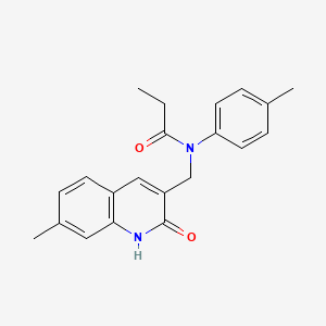 molecular formula C21H22N2O2 B7716683 N-((2-hydroxy-7-methylquinolin-3-yl)methyl)-N-(p-tolyl)propionamide 