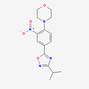 molecular formula C15H18N4O4 B7716697 4-(4-(3-isopropyl-1,2,4-oxadiazol-5-yl)-2-nitrophenyl)morpholine 