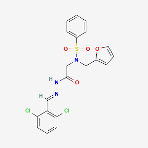 (E)-N-(2-(2-(2,6-dichlorobenzylidene)hydrazinyl)-2-oxoethyl)-N-(furan-2-ylmethyl)benzenesulfonamide