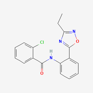 molecular formula C17H14ClN3O2 B7716760 2-chloro-N-(2-(3-ethyl-1,2,4-oxadiazol-5-yl)phenyl)benzamide 