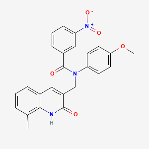 N-((2-hydroxy-8-methylquinolin-3-yl)methyl)-N-(4-methoxyphenyl)-3-nitrobenzamide