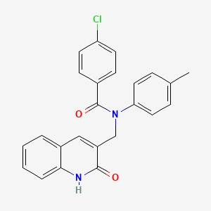 molecular formula C24H19ClN2O2 B7716809 4-chloro-N-((2-hydroxyquinolin-3-yl)methyl)-N-(p-tolyl)benzamide 