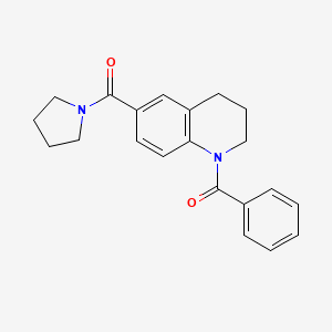 molecular formula C21H22N2O2 B7716822 1-benzoyl-N-[(4-chlorophenyl)methyl]-1,2,3,4-tetrahydroquinoline-6-carboxamide 