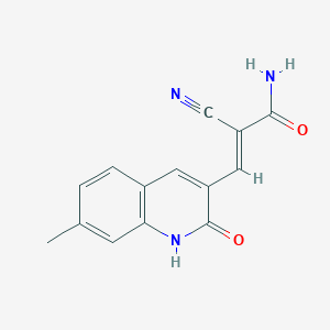 molecular formula C14H11N3O2 B7716826 (E)-2-cyano-3-(2-hydroxy-7-methylquinolin-3-yl)acrylamide 