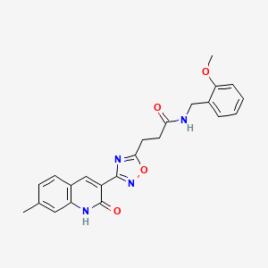 molecular formula C23H22N4O4 B7716858 3-(3-(2-hydroxy-7-methylquinolin-3-yl)-1,2,4-oxadiazol-5-yl)-N-(2-methoxybenzyl)propanamide 