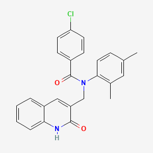 molecular formula C25H21ClN2O2 B7716909 4-chloro-N-(2,4-dimethylphenyl)-N-((2-hydroxyquinolin-3-yl)methyl)benzamide 