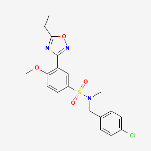 molecular formula C19H20ClN3O4S B7716961 N-(4-chlorobenzyl)-3-(5-ethyl-1,2,4-oxadiazol-3-yl)-4-methoxy-N-methylbenzenesulfonamide 