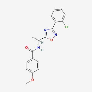 molecular formula C18H16ClN3O3 B7716962 N-(1-(3-(2-chlorophenyl)-1,2,4-oxadiazol-5-yl)ethyl)-4-methoxybenzamide 