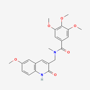 molecular formula C22H24N2O6 B7716975 N-((2-hydroxy-6-methoxyquinolin-3-yl)methyl)-3,4,5-trimethoxy-N-methylbenzamide 