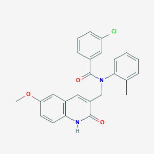 molecular formula C25H21ClN2O3 B7716978 3-chloro-N-((2-hydroxy-6-methoxyquinolin-3-yl)methyl)-N-(o-tolyl)benzamide 