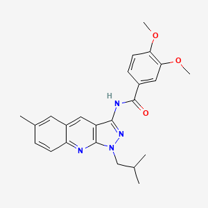molecular formula C24H26N4O3 B7716987 N-(1-isobutyl-6-methyl-1H-pyrazolo[3,4-b]quinolin-3-yl)-3,4-dimethoxybenzamide 