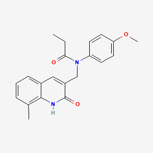 molecular formula C21H22N2O3 B7716996 N-((2-hydroxy-8-methylquinolin-3-yl)methyl)-N-(4-methoxyphenyl)propionamide 