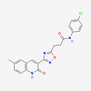 molecular formula C21H17ClN4O3 B7717017 N-(4-chlorophenyl)-3-(3-(2-hydroxy-6-methylquinolin-3-yl)-1,2,4-oxadiazol-5-yl)propanamide 