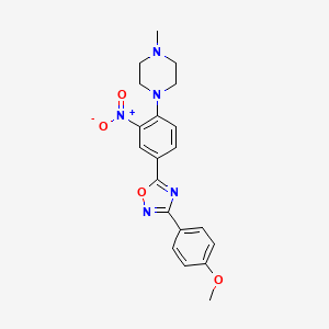 molecular formula C20H21N5O4 B7717035 3-(4-methoxyphenyl)-5-(4-(4-methylpiperazin-1-yl)-3-nitrophenyl)-1,2,4-oxadiazole 