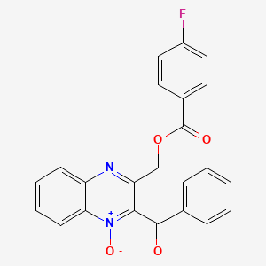 molecular formula C23H15FN2O4 B7717067 2-benzoyl-3-(((4-fluorobenzoyl)oxy)methyl)quinoxaline 1-oxide 