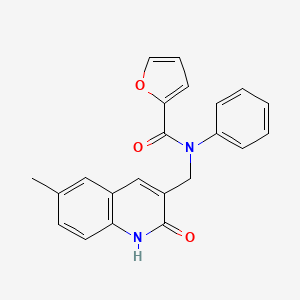 molecular formula C22H18N2O3 B7717127 N-((2-hydroxy-6-methylquinolin-3-yl)methyl)-N-phenylfuran-2-carboxamide 
