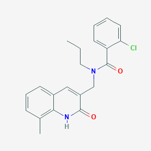 molecular formula C21H21ClN2O2 B7717147 2-chloro-N-((2-hydroxy-8-methylquinolin-3-yl)methyl)-N-propylbenzamide 