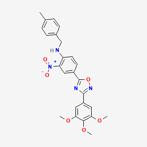 molecular formula C25H24N4O6 B7717156 N-(4-methylbenzyl)-2-nitro-4-(3-(3,4,5-trimethoxyphenyl)-1,2,4-oxadiazol-5-yl)aniline 
