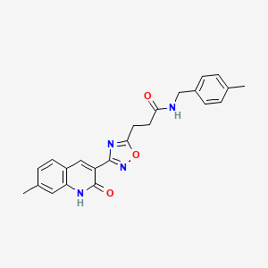 molecular formula C23H22N4O3 B7717183 3-(3-(2-hydroxy-7-methylquinolin-3-yl)-1,2,4-oxadiazol-5-yl)-N-(4-methylbenzyl)propanamide 