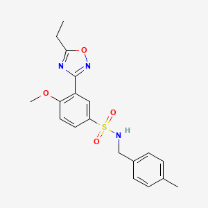 molecular formula C19H21N3O4S B7717204 3-(5-ethyl-1,2,4-oxadiazol-3-yl)-4-methoxy-N-(4-methylbenzyl)benzenesulfonamide 