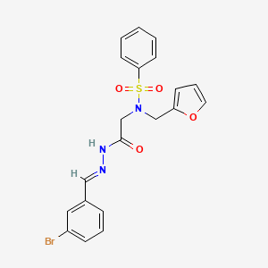 (E)-N-(2-(2-(3-bromobenzylidene)hydrazinyl)-2-oxoethyl)-N-(furan-2-ylmethyl)benzenesulfonamide